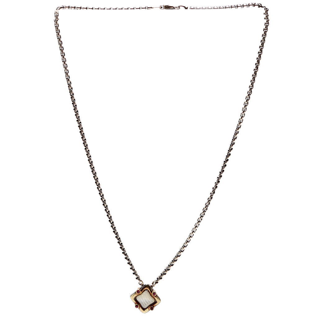 Quatrefoil Pendant Mother Of Pearl/Pink Sapphire/925/750