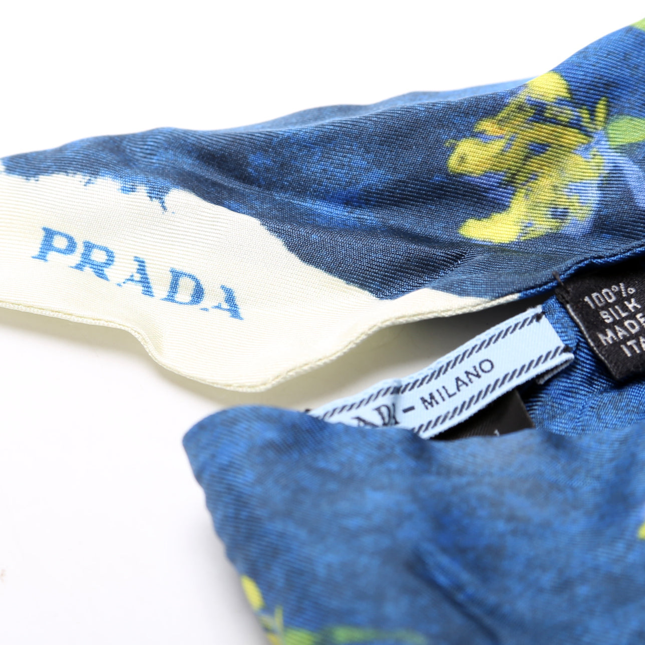 Printed Silk Twilly Scarf Blue/Multi