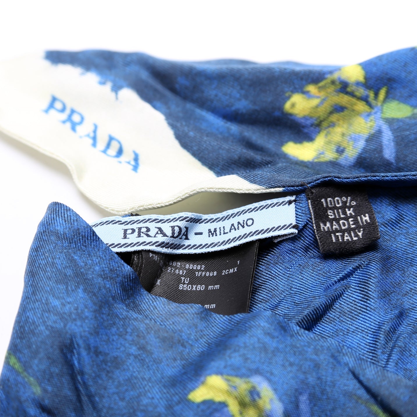 Printed Silk Twilly Scarf Blue/Multi