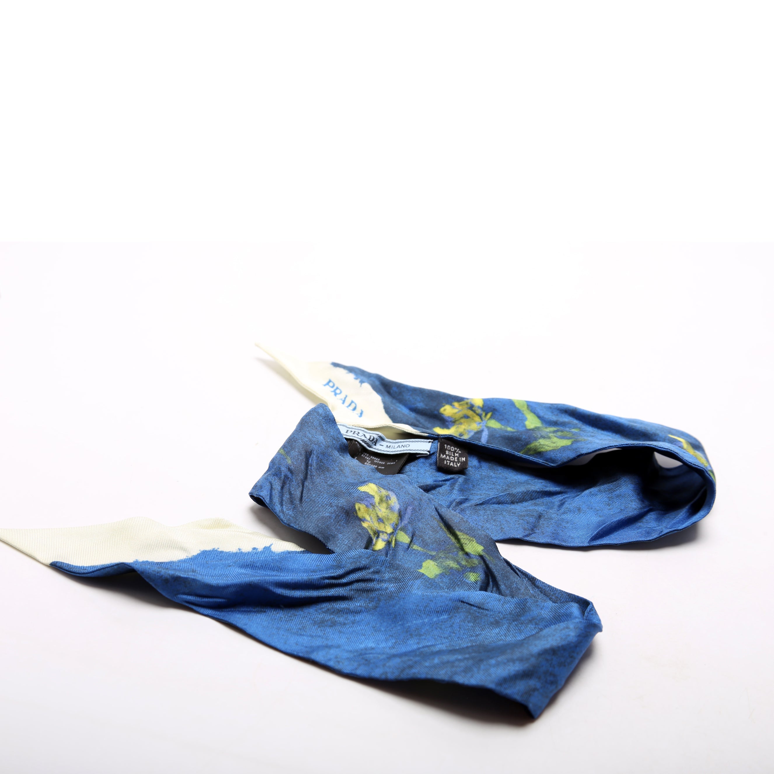 Printed Silk Twilly Scarf Blue/Multi