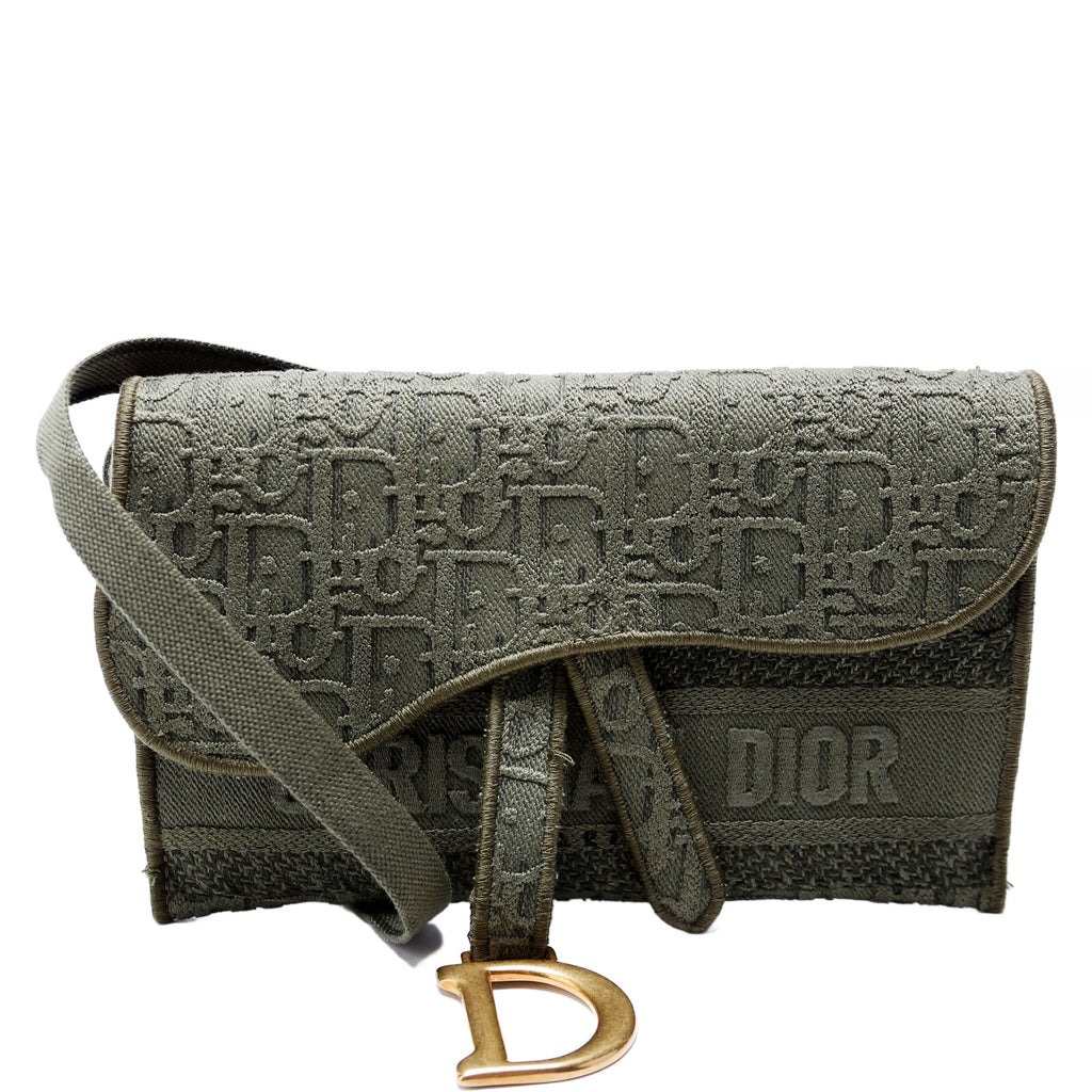 Dior Slim Saddle Belt Bag Oblique Green