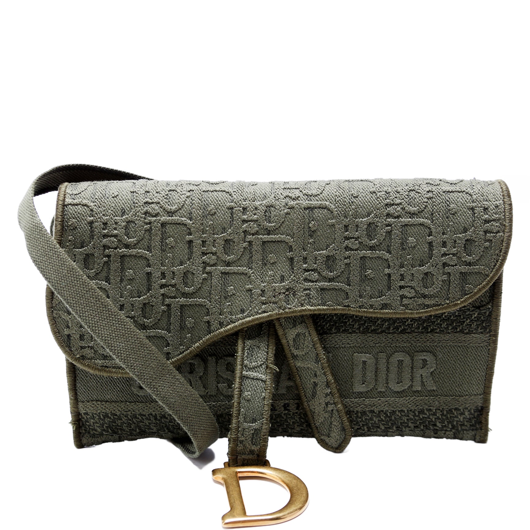 Dior Slim Saddle Belt Bag Oblique Green