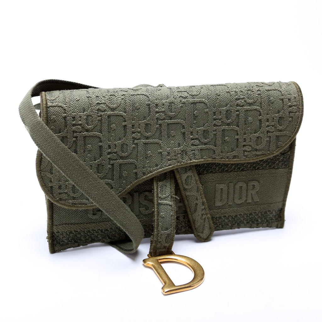 Dior Slim Saddle Belt Bag Oblique Green
