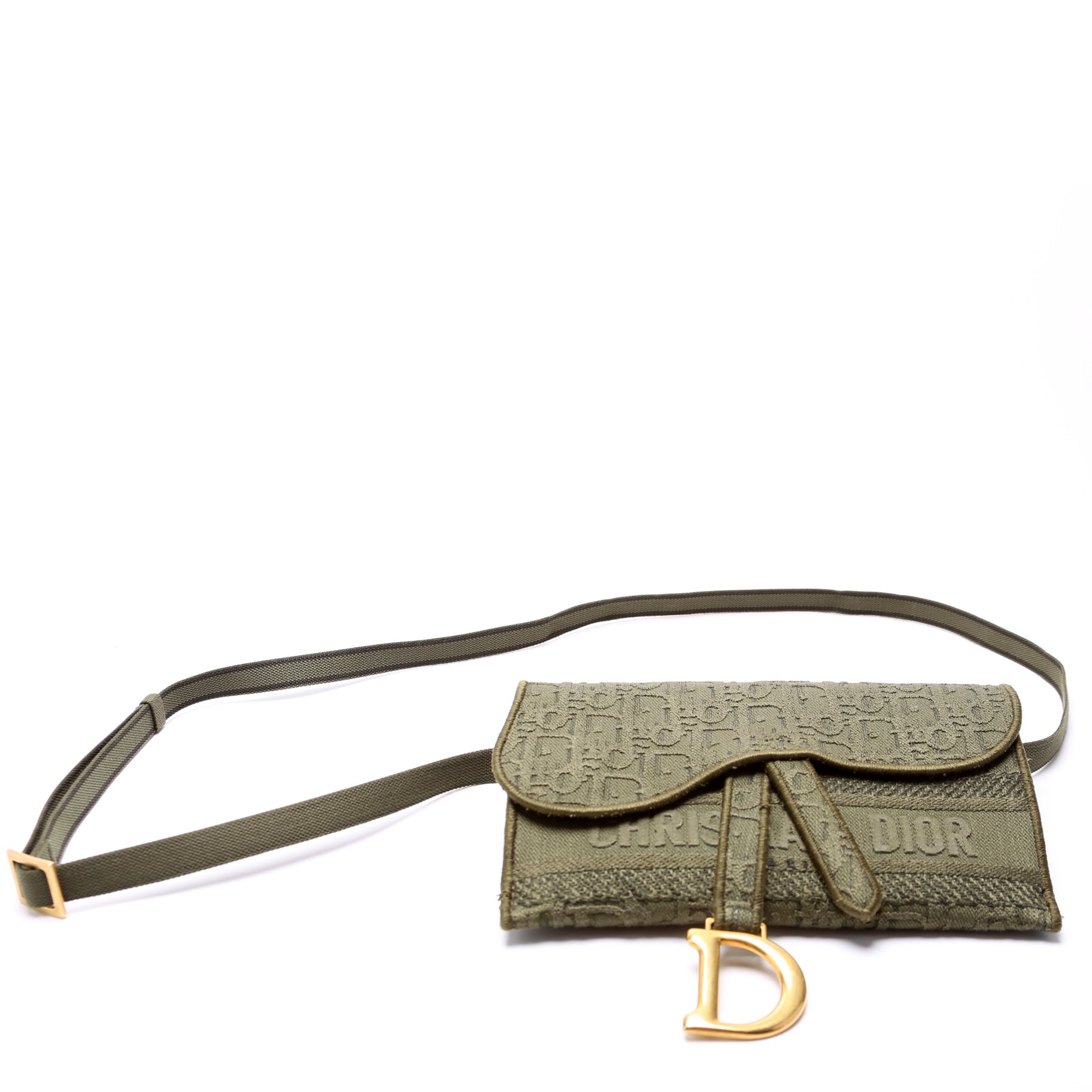 Dior Slim Saddle Belt Bag Oblique Green
