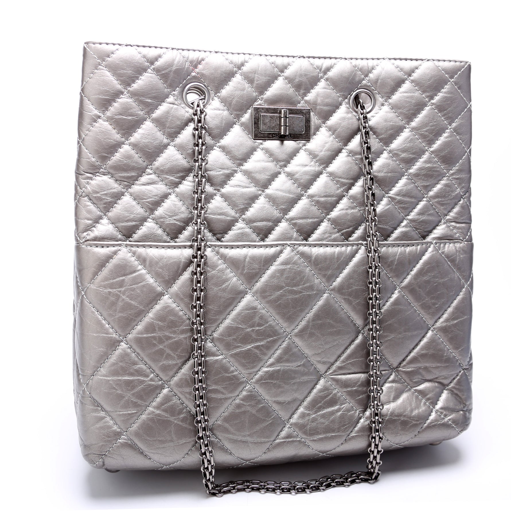 Reissue Tall Tote Quilted Aged Calfskin 14M Silver