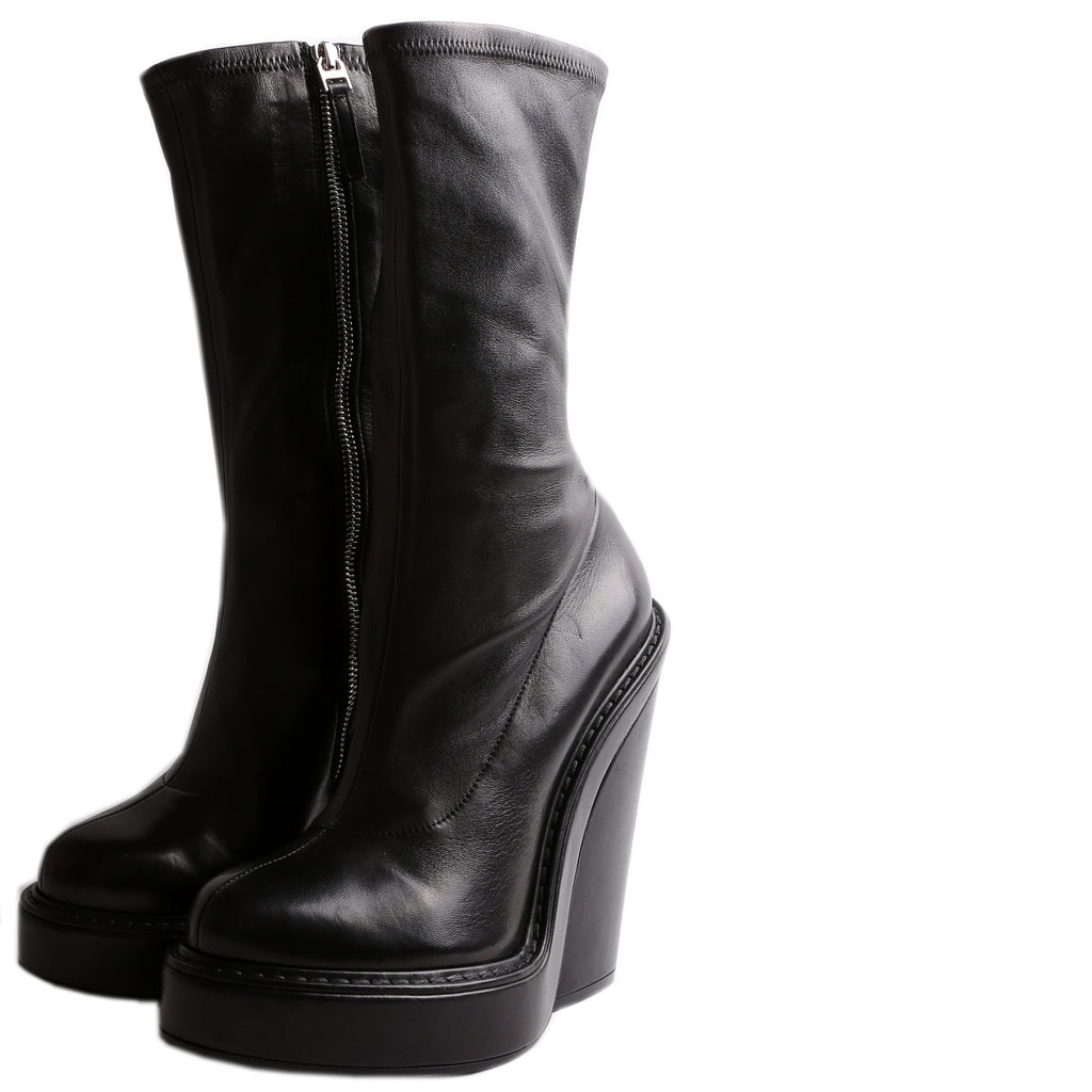 Leather Zip Up Boots Size 37.5