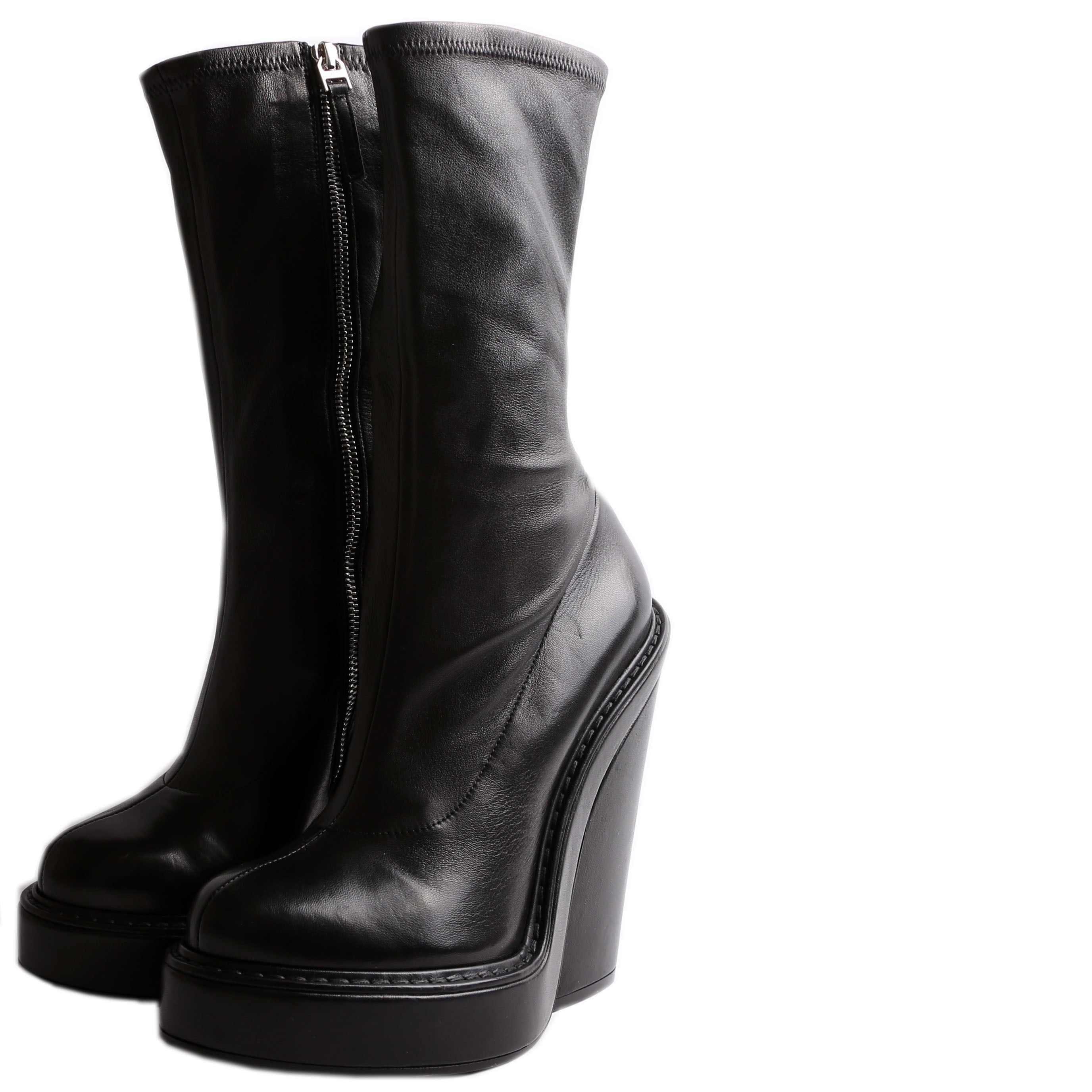 Leather Zip Up Boots Size 37.5