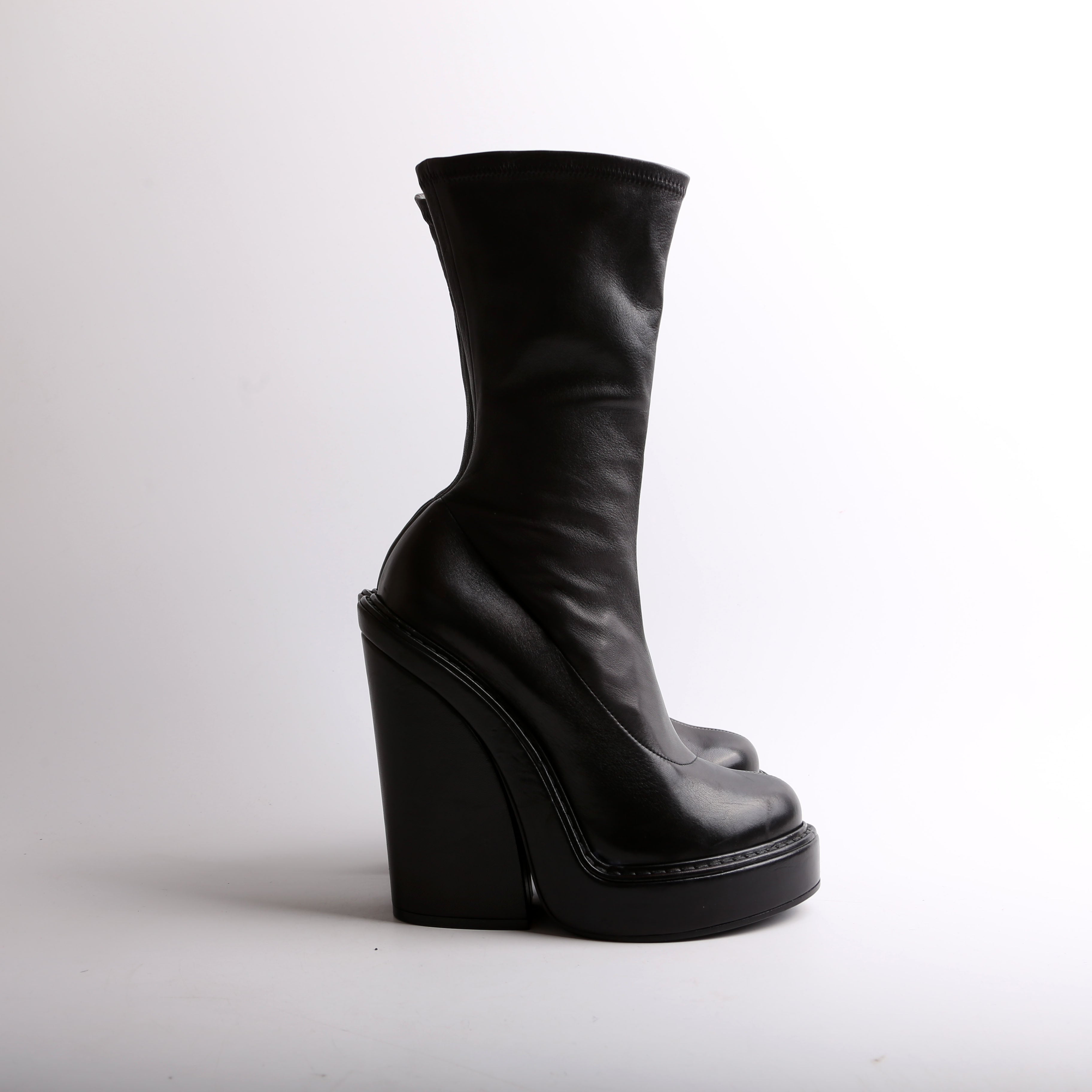 Leather Zip Up Boots Size 37.5