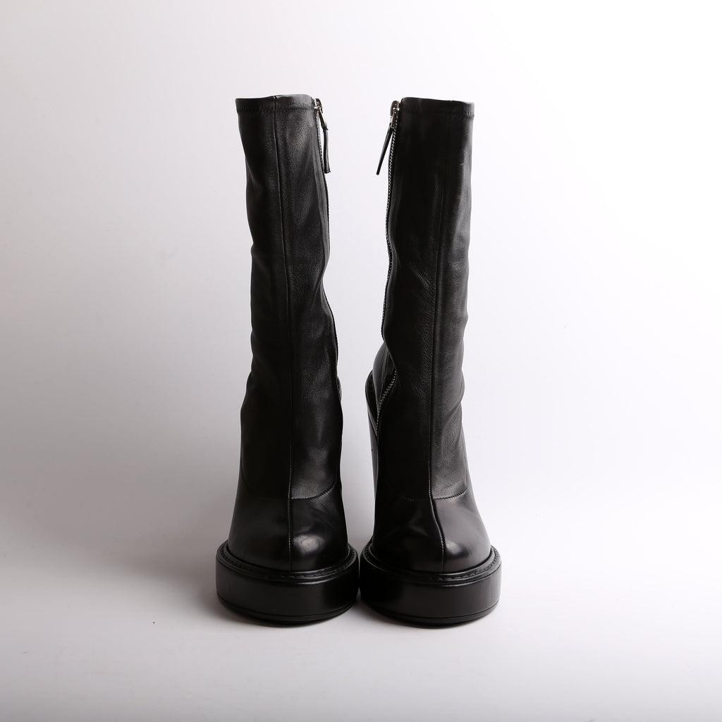 Leather Zip Up Boots Size 37.5