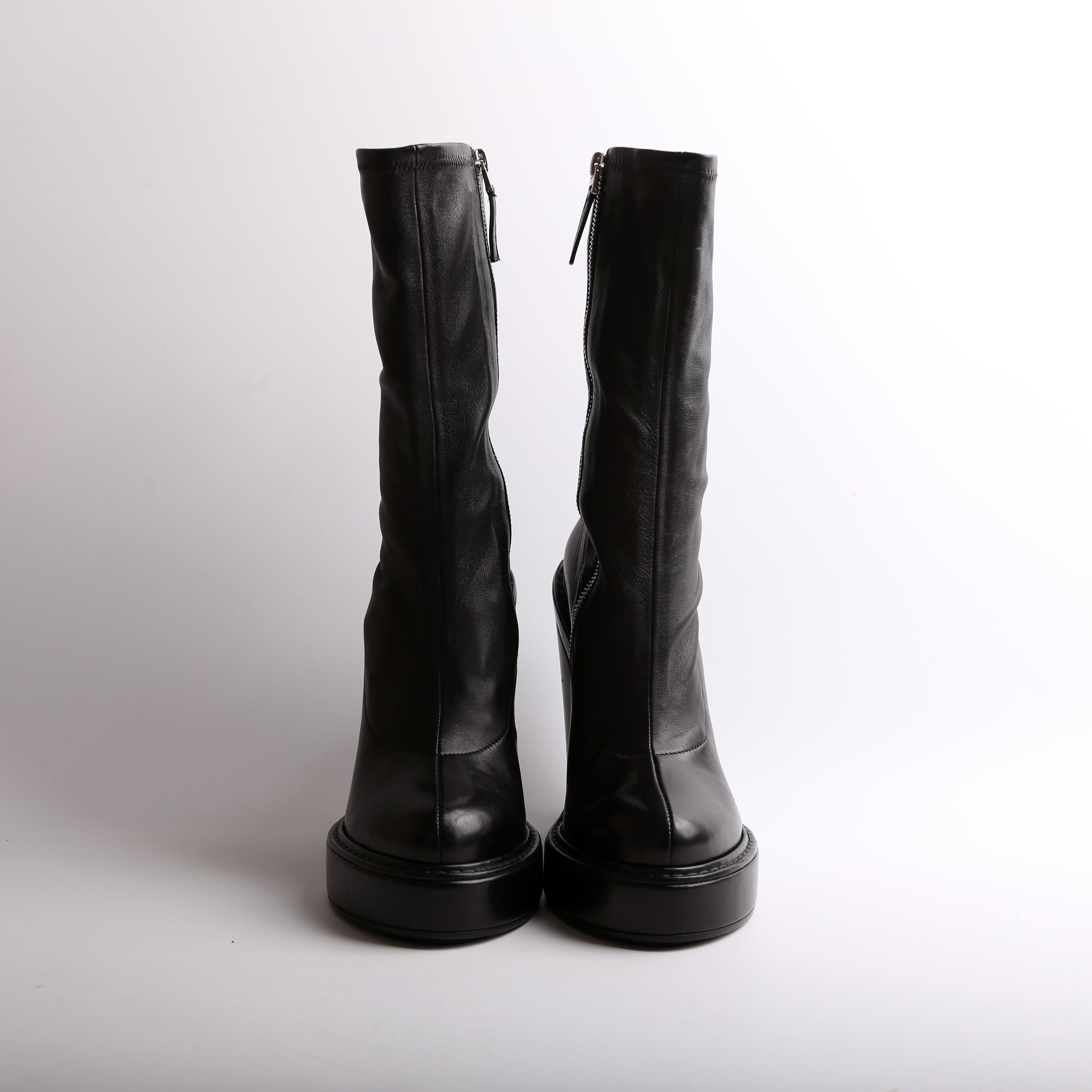 Leather Zip Up Boots Size 37.5