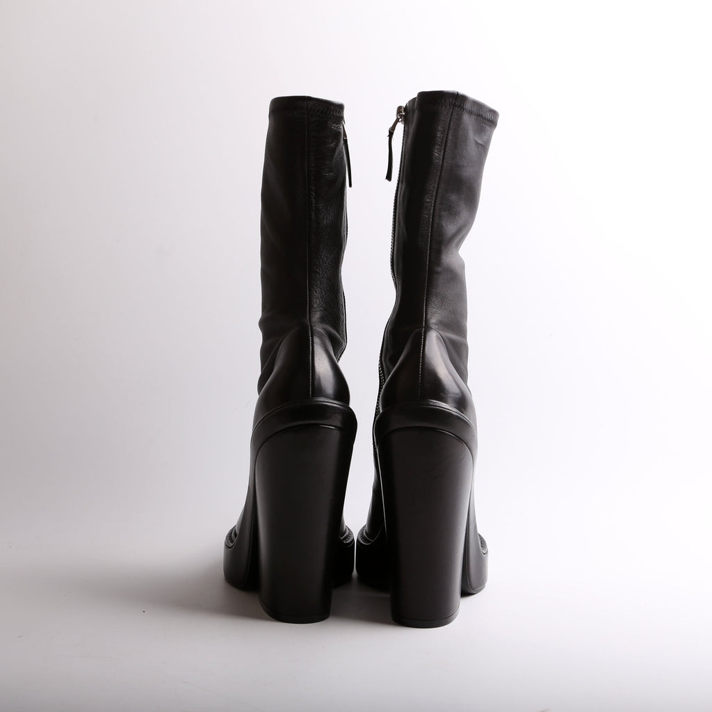 Leather Zip Up Boots Size 37.5