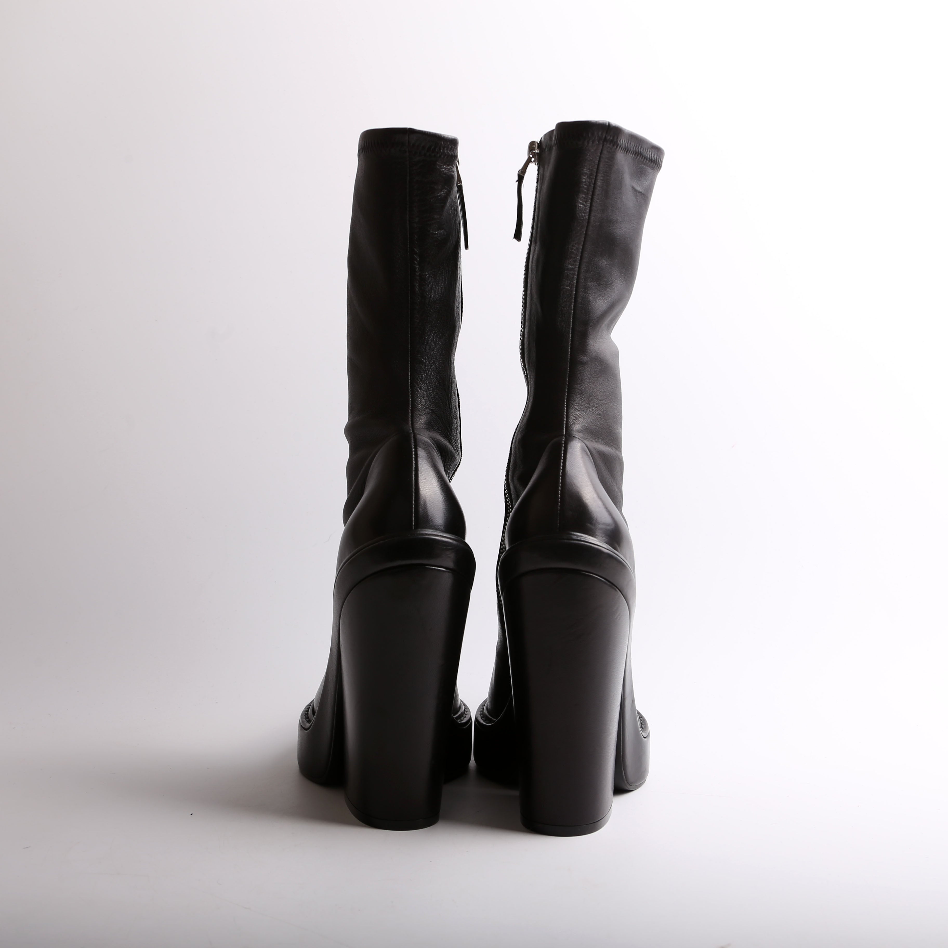 Leather Zip Up Boots Size 37.5