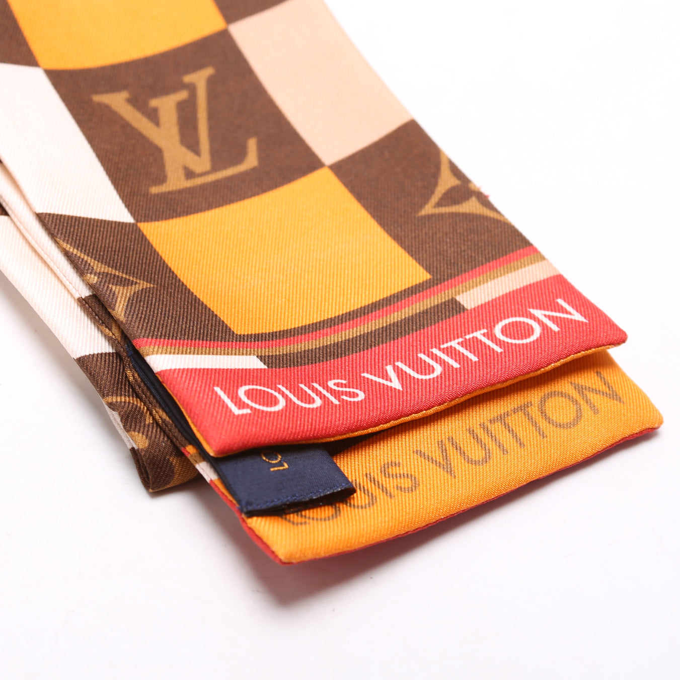 Monogram/Check Bandeau Silk Scarf Brown