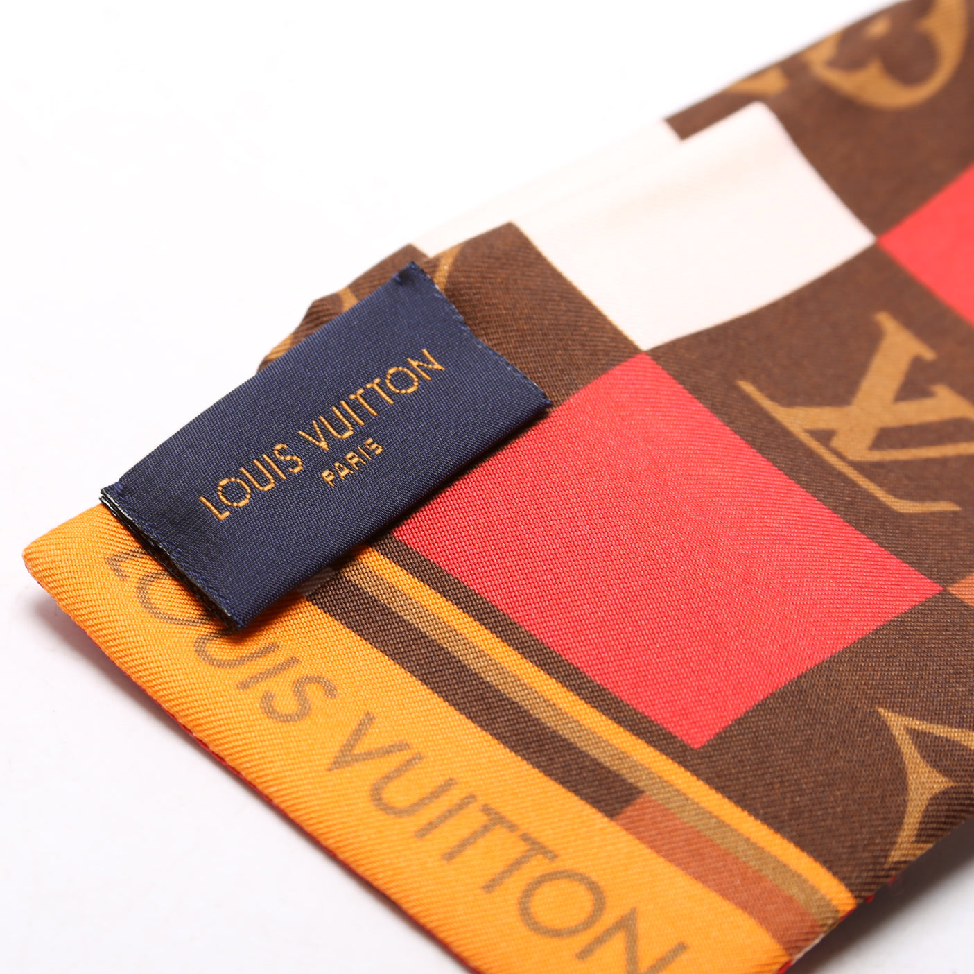 Monogram/Check Bandeau Silk Scarf Brown
