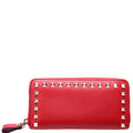 Rockstud Zip Around Wallet Red
