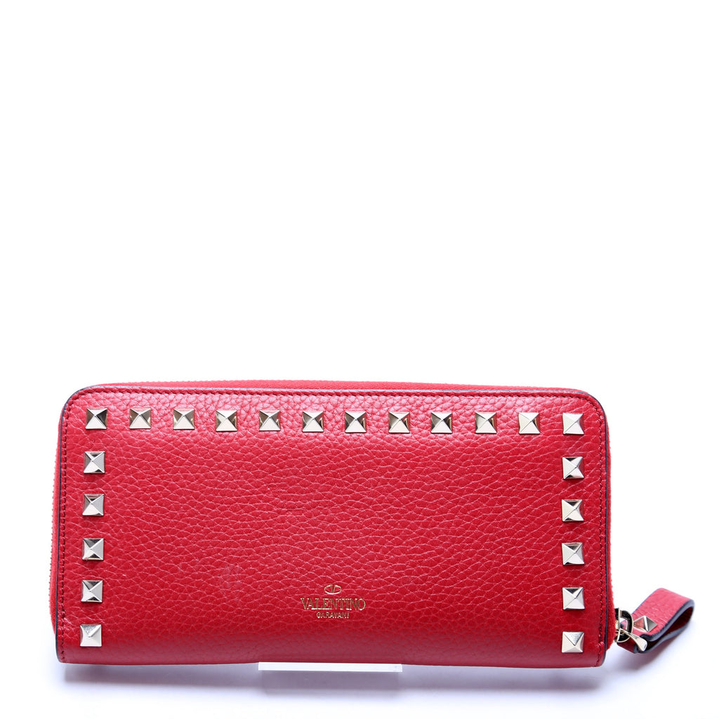 Rockstud Zip Around Wallet Red