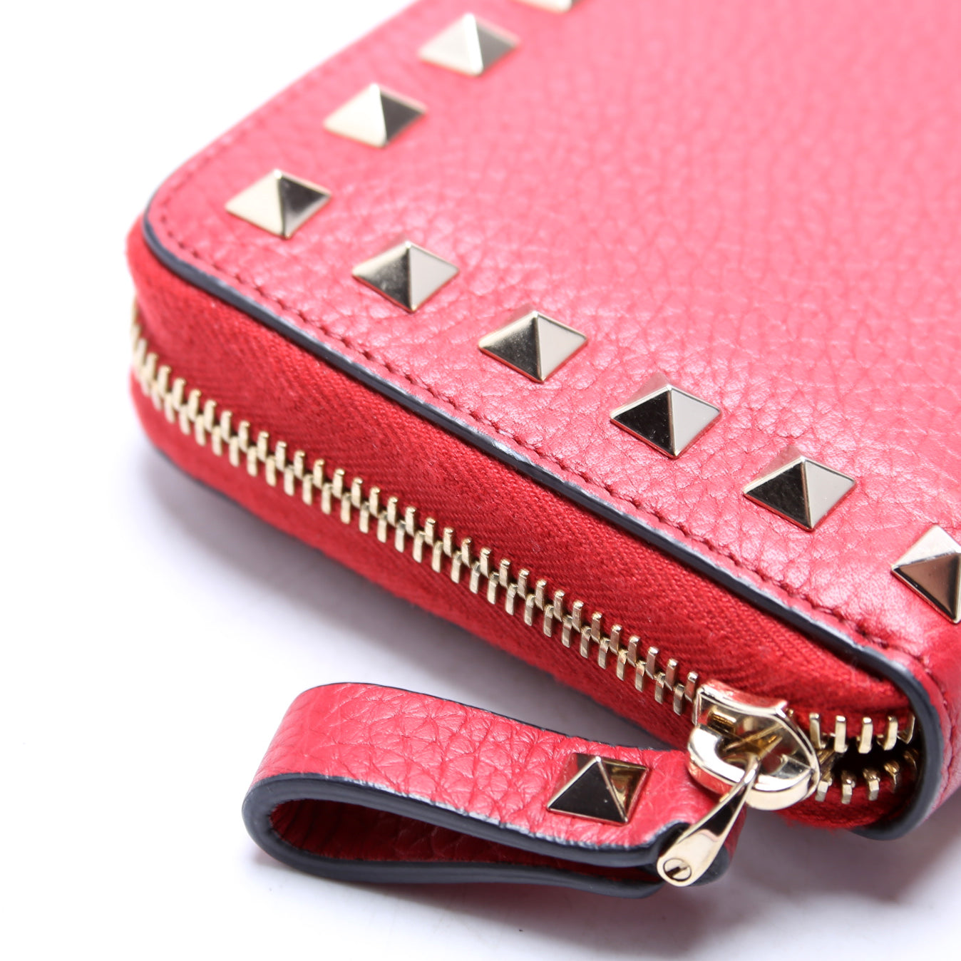 Rockstud Zip Around Wallet Red