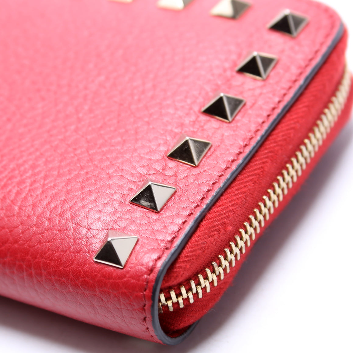 Rockstud Zip Around Wallet Red