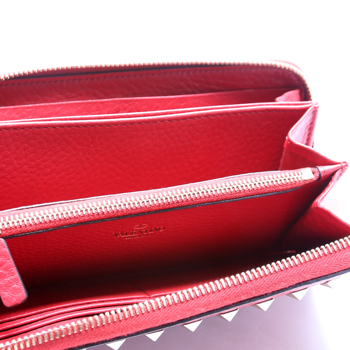 Rockstud Zip Around Wallet Red