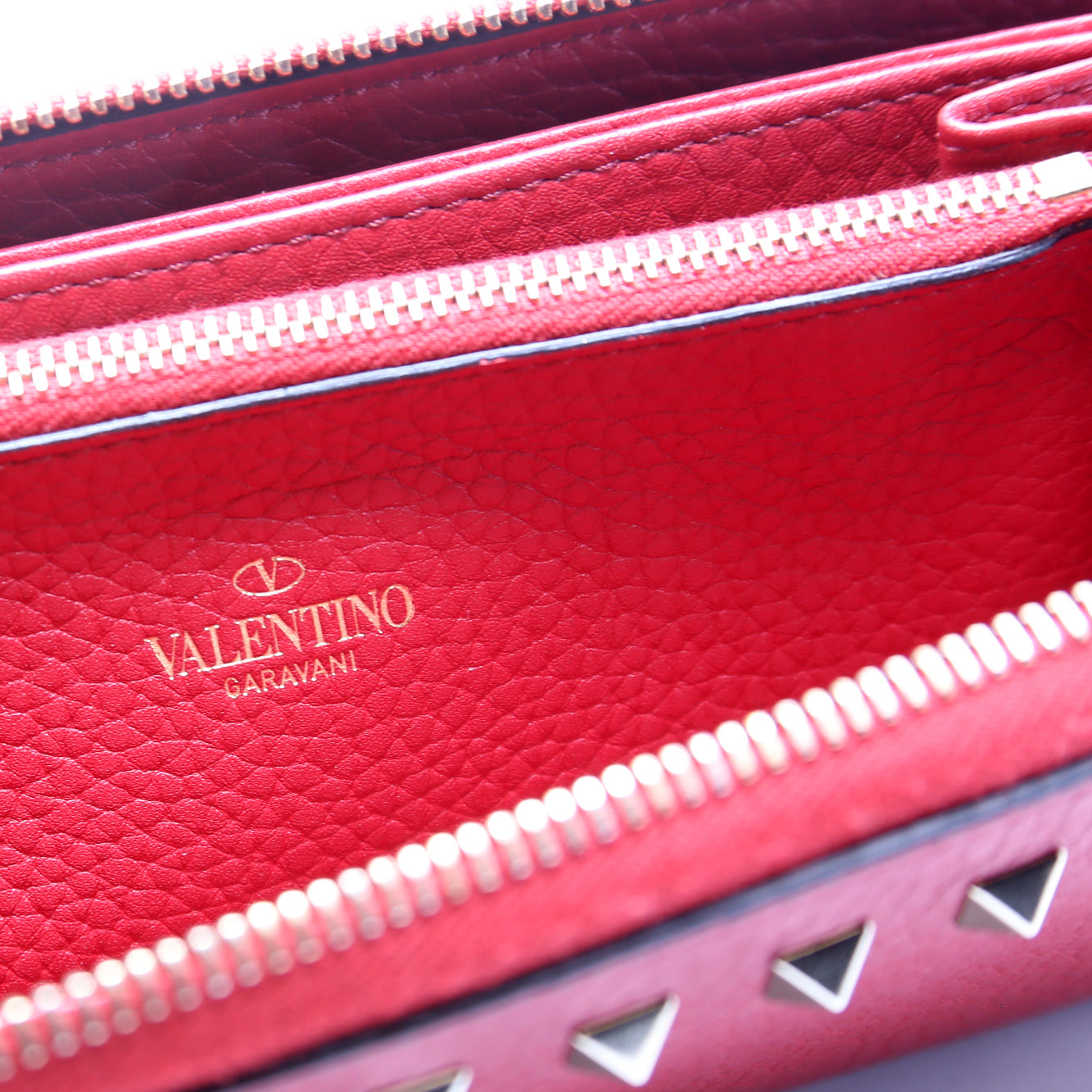 Rockstud Zip Around Wallet Red