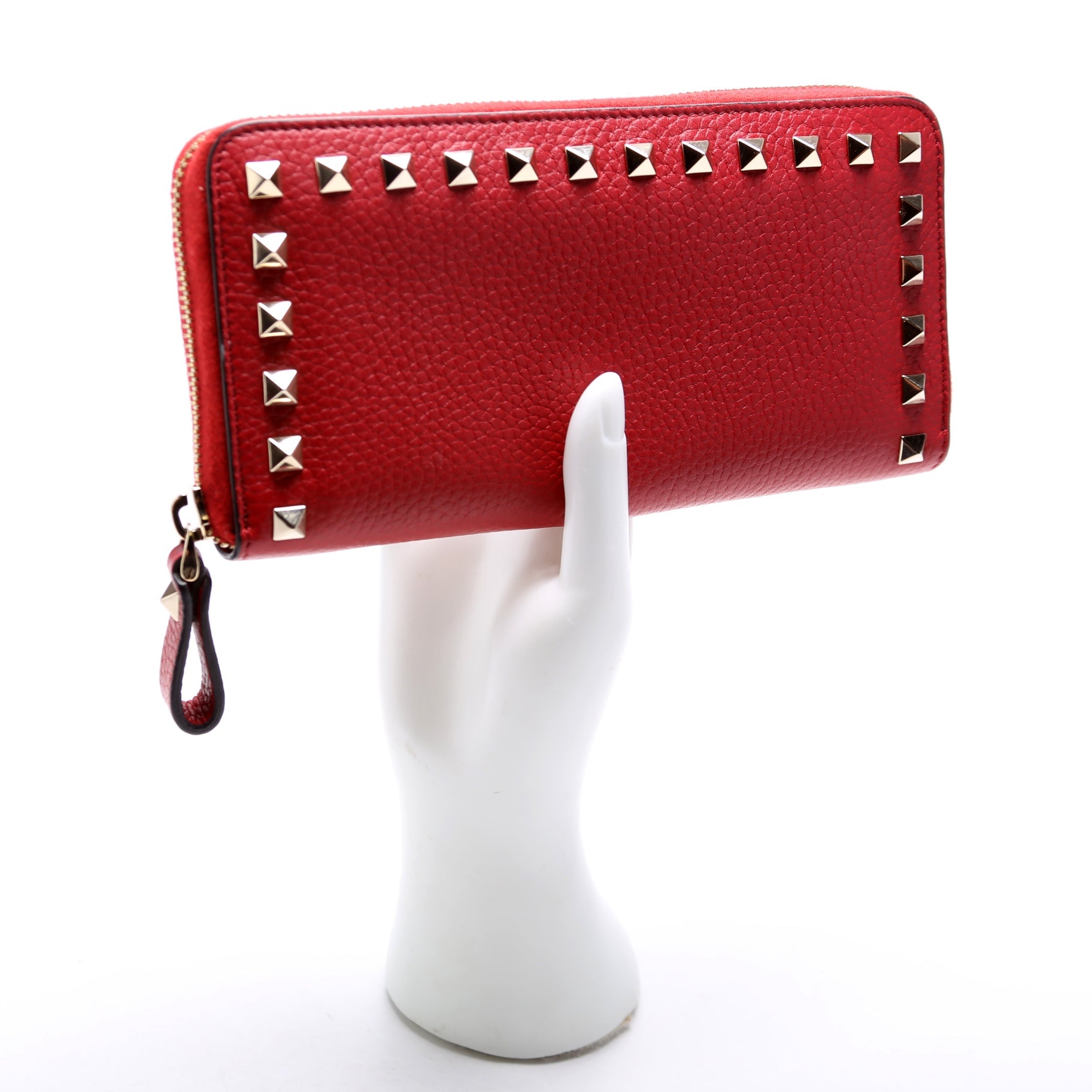 Rockstud Zip Around Wallet Red