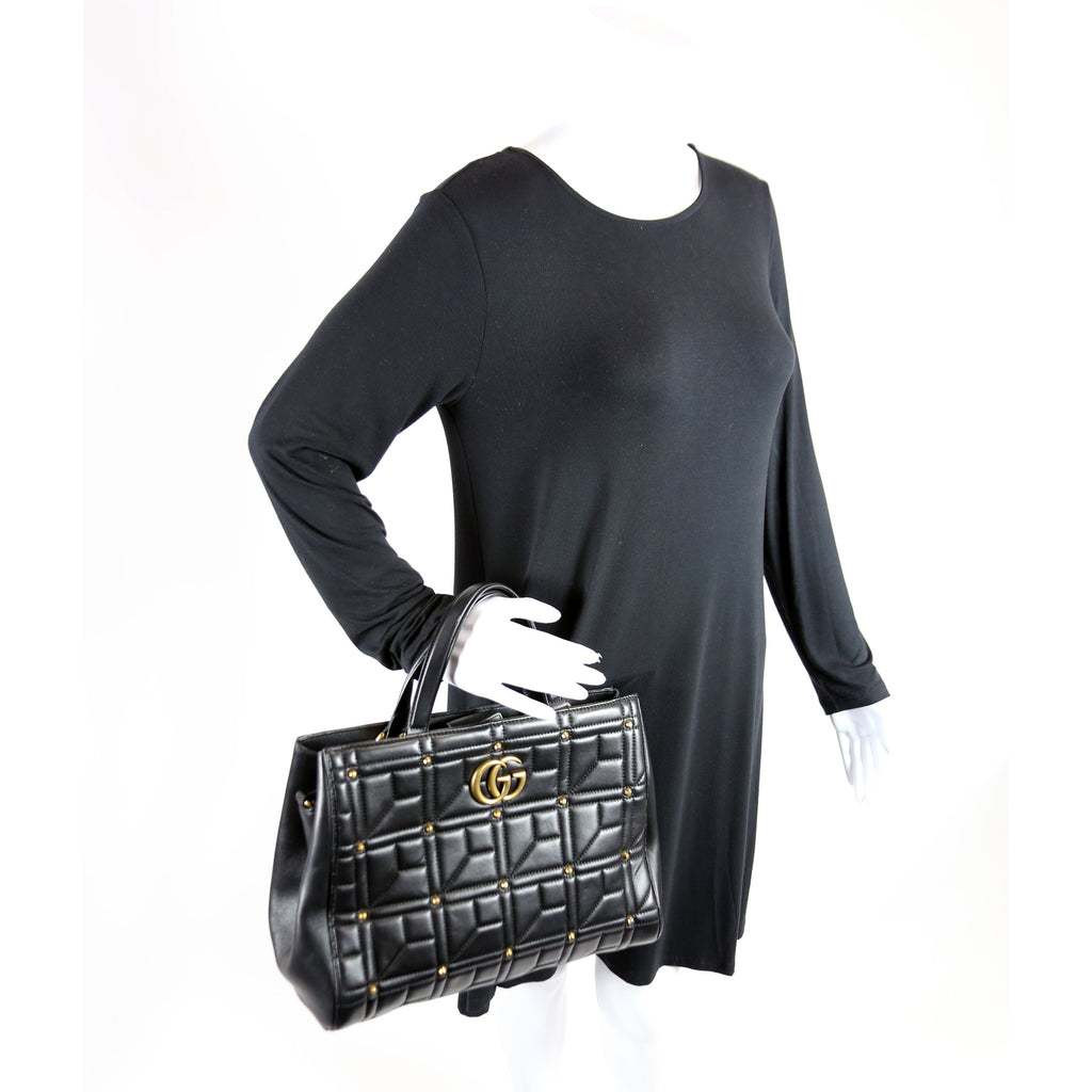 443505 Marmont Studded Top Handle Black