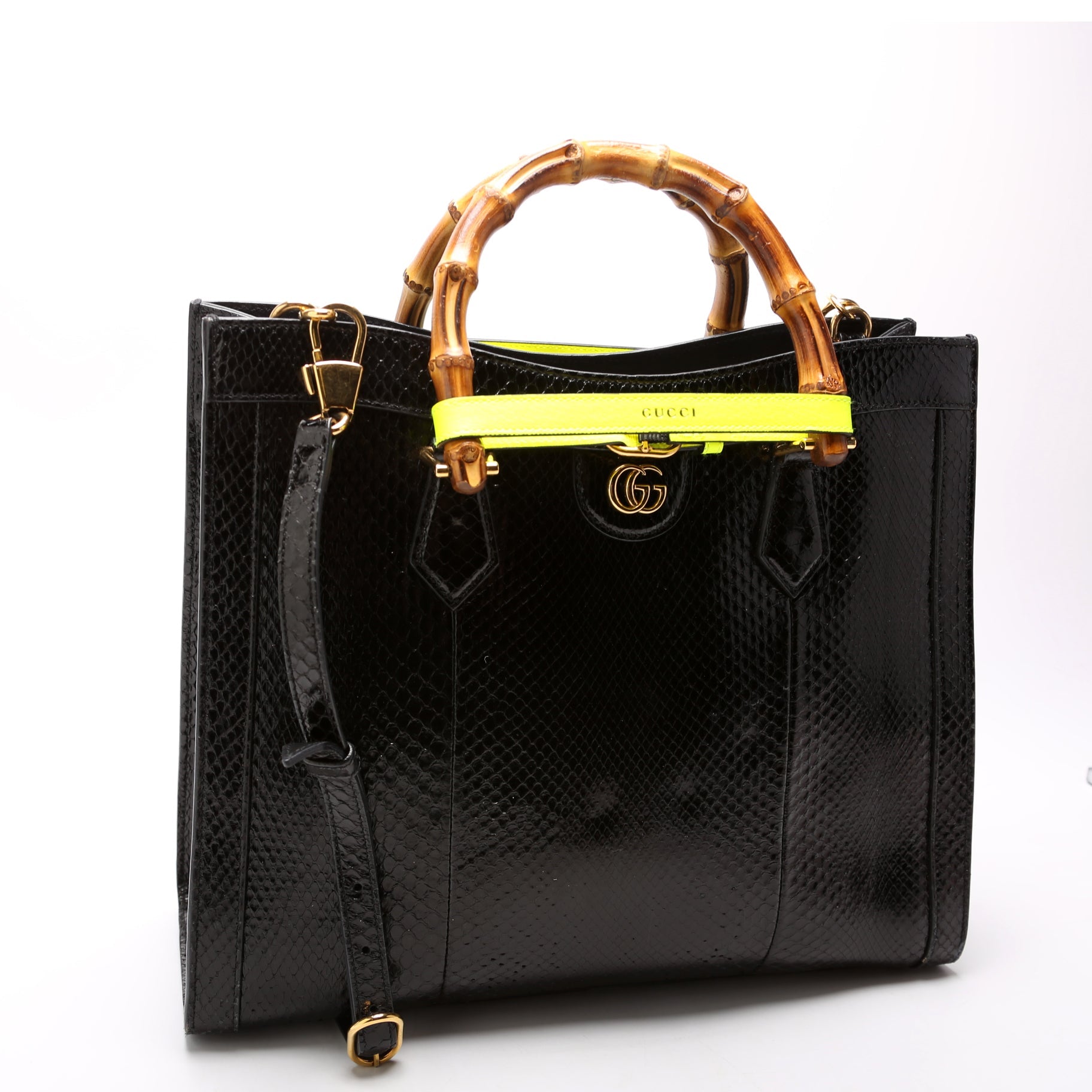 655658 Diana Python Medium Tote Black