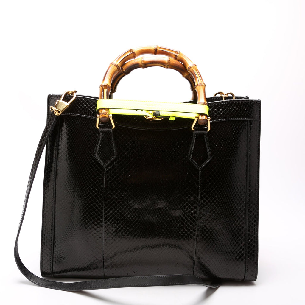 655658 Diana Python Medium Tote Black