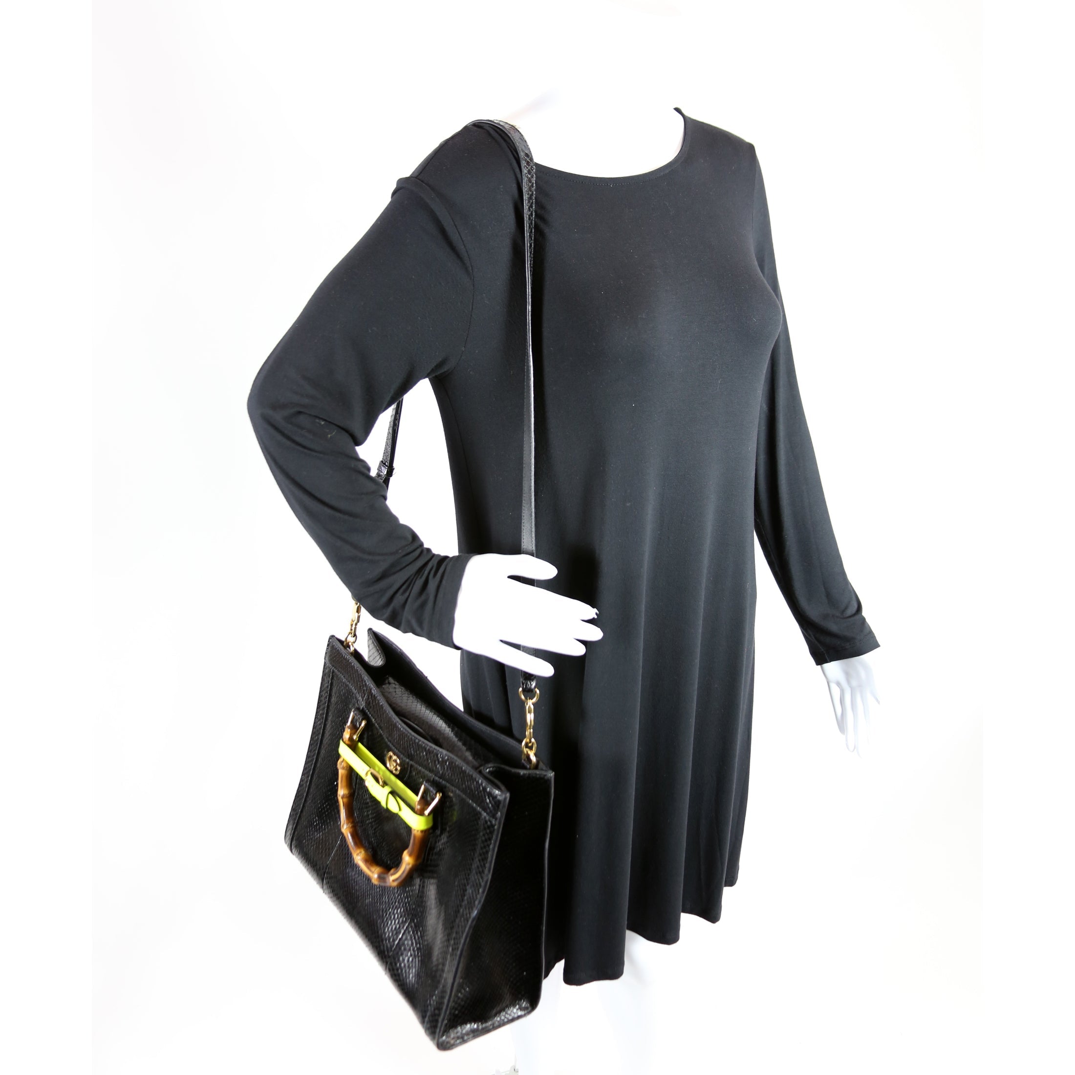 655658 Diana Python Medium Tote Black