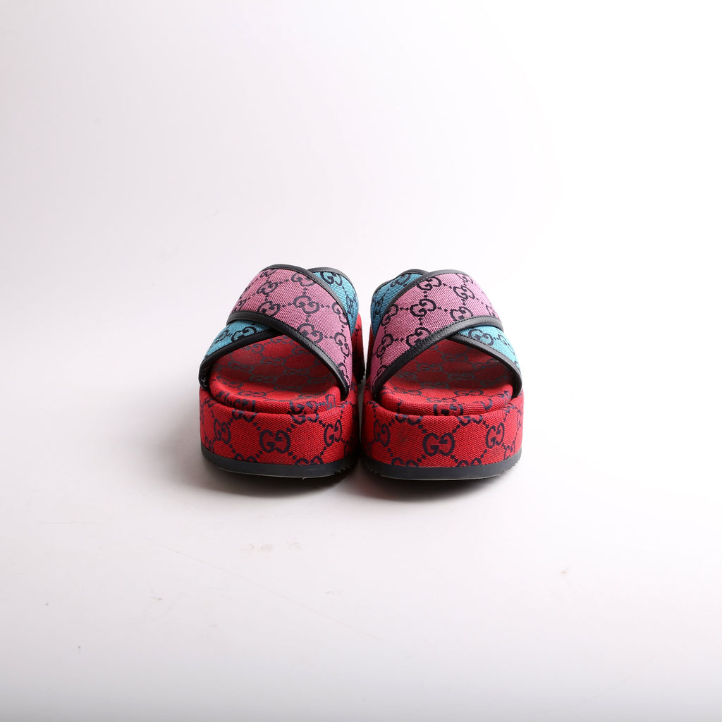 Gucci GG Canvas Platform Slides Size 36.5