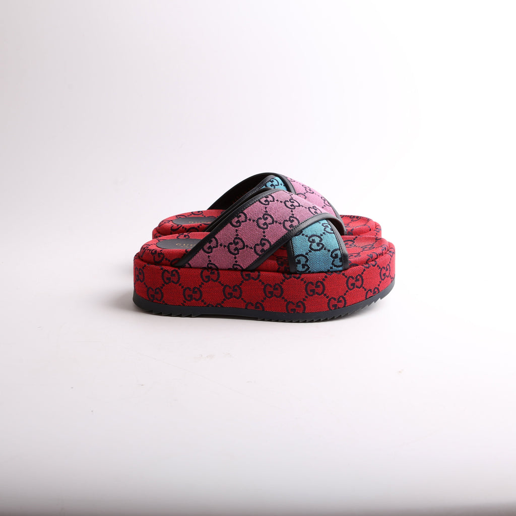 Gucci GG Canvas Platform Slides Size 36.5