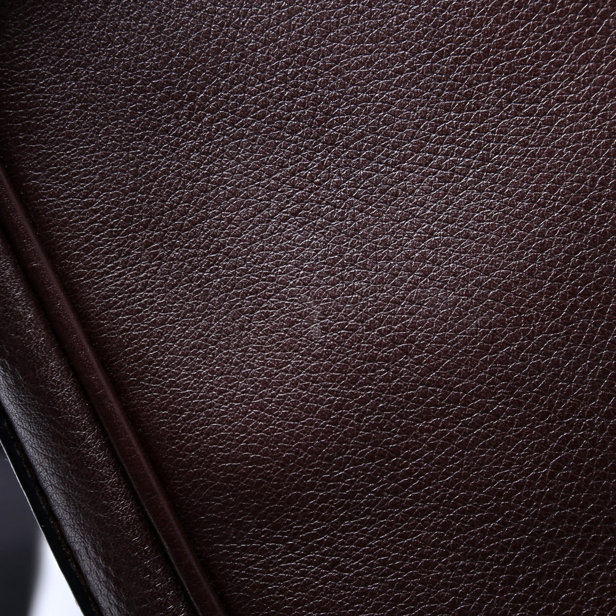 Grained Check Leather Messenger Bag Brown