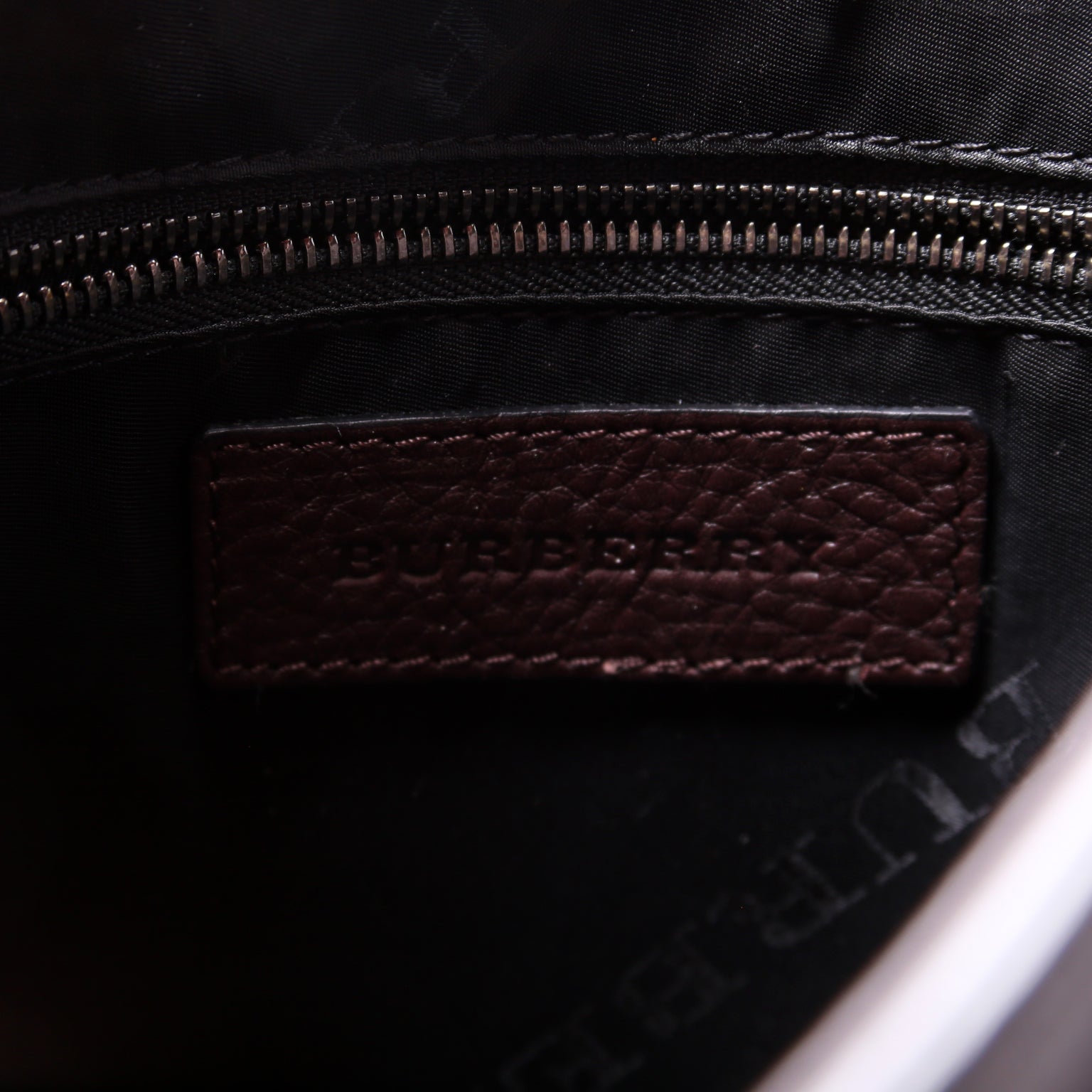 Grained Check Leather Messenger Bag Brown