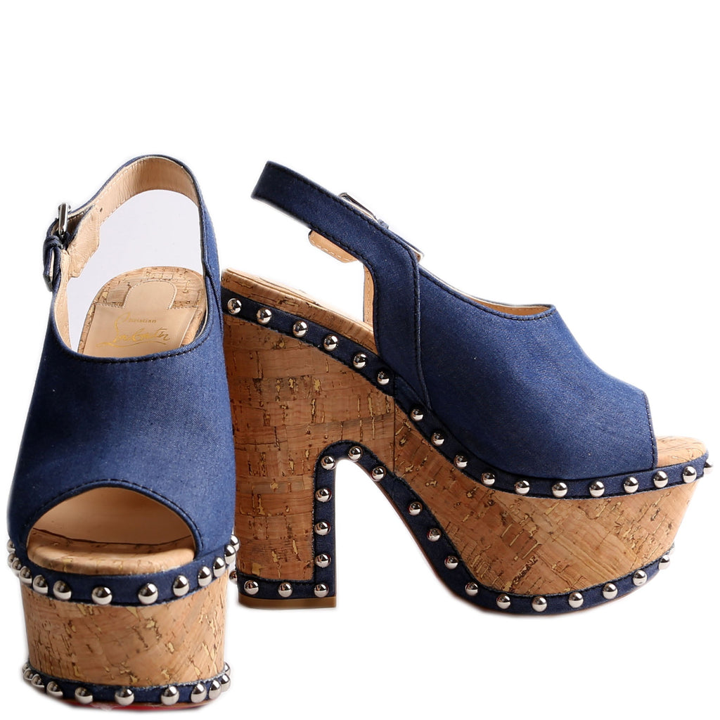 Denim Super Joan Platform Wedges Size 39