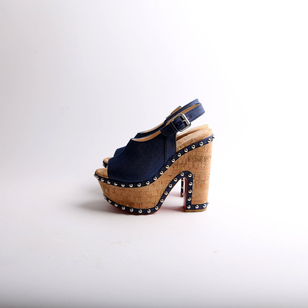 Denim Super Joan Platform Wedges Size 39