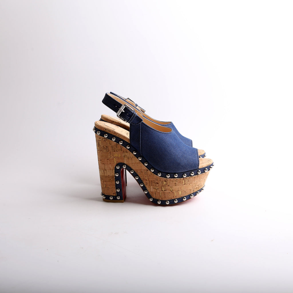 Denim Super Joan Platform Wedges Size 39