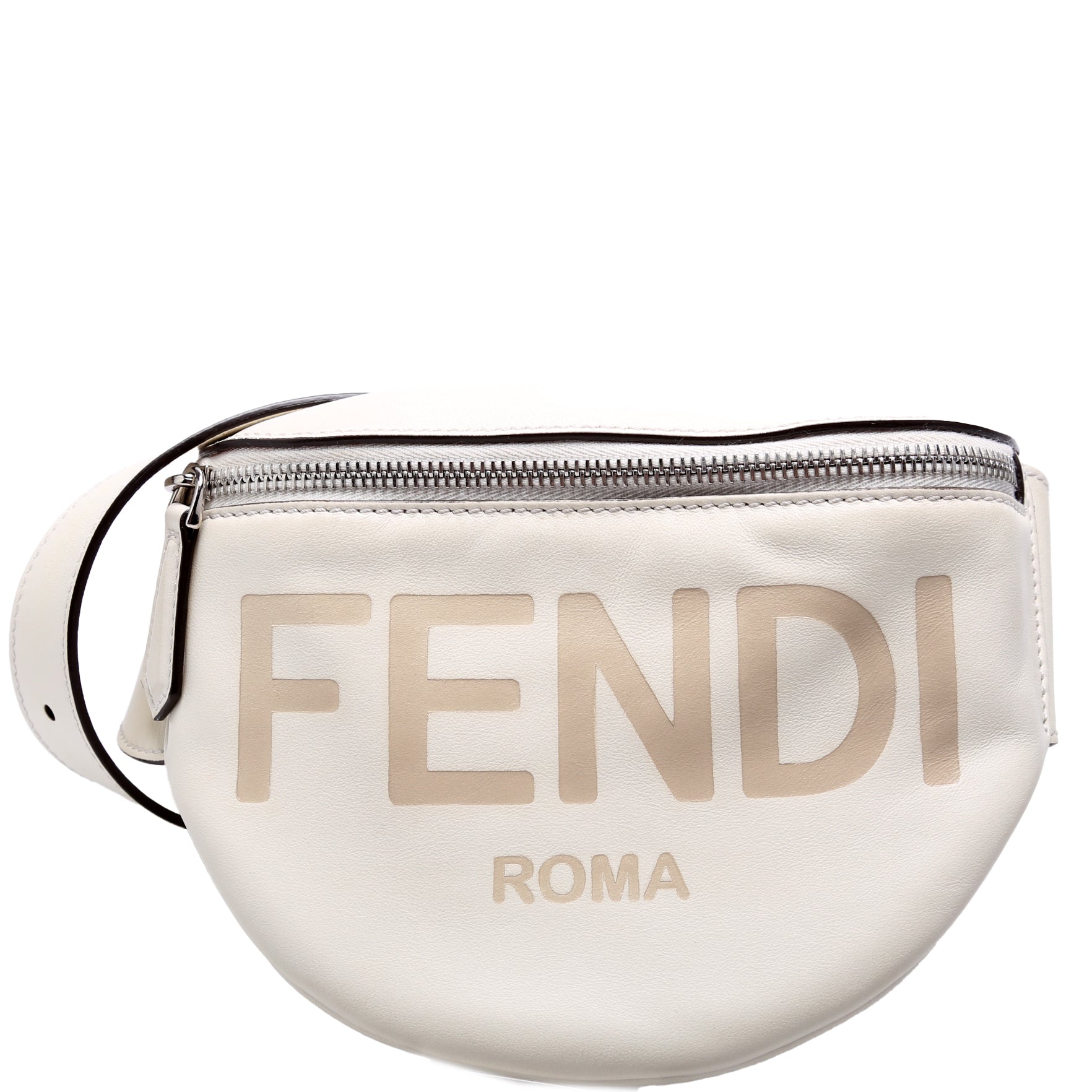 7VA525 Roma Logo Leather Belt Bag White