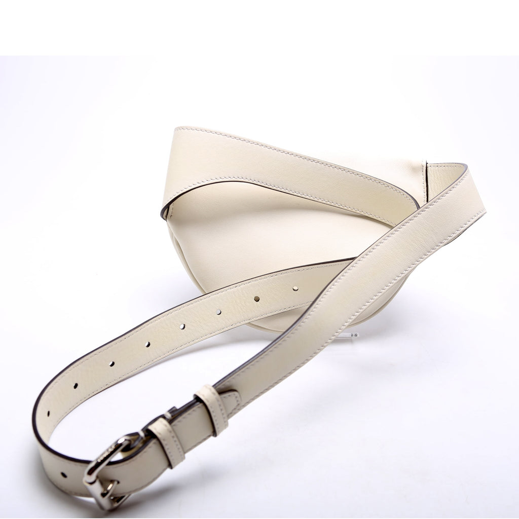 7VA525 Roma Logo Leather Belt Bag White