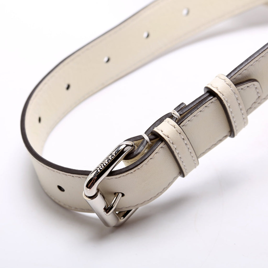 7VA525 Roma Logo Leather Belt Bag White