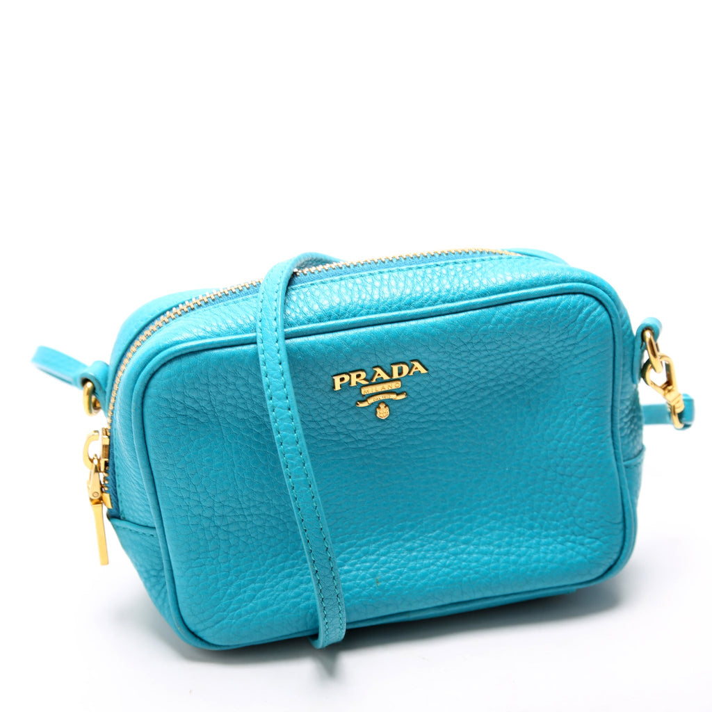 Vitello Daino Mini Camera Bag Blue