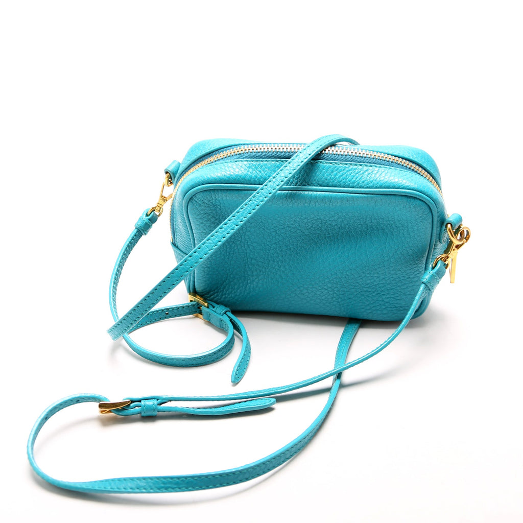Vitello Daino Mini Camera Bag Blue