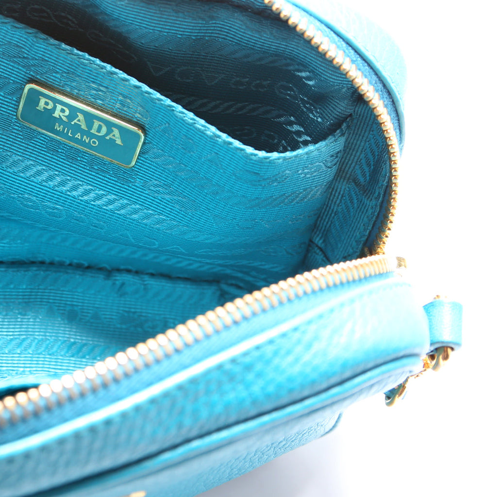 Vitello Daino Mini Camera Bag Blue