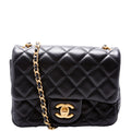 Mini Square Pearl Crush Flap Bag RFID Black