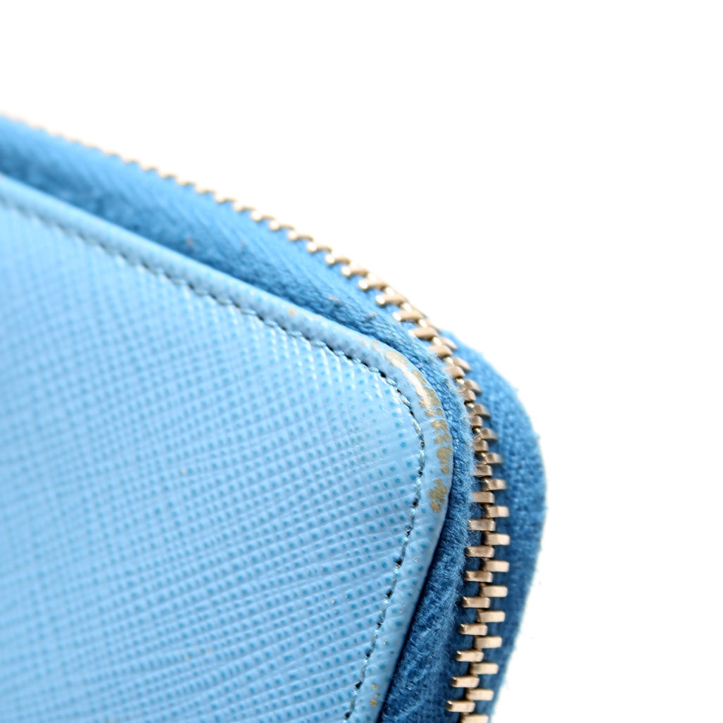Saffiano Medium Zip Around Organizer Blue