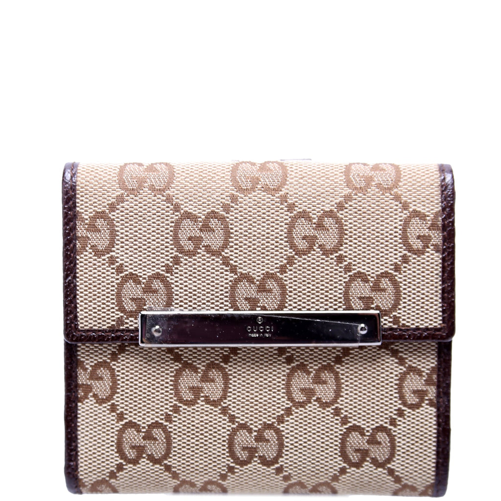 112716 GG Canvas Compact French Flap Wallet