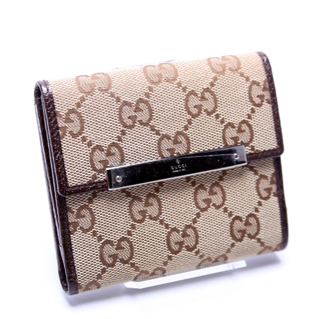112716 GG Canvas Compact French Flap Wallet