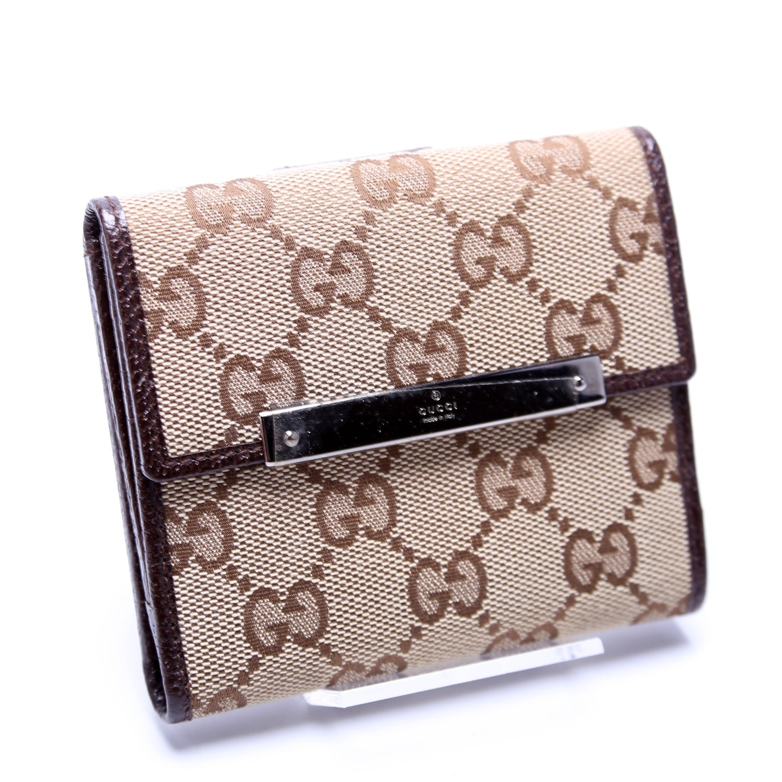 112716 GG Canvas Compact French Flap Wallet