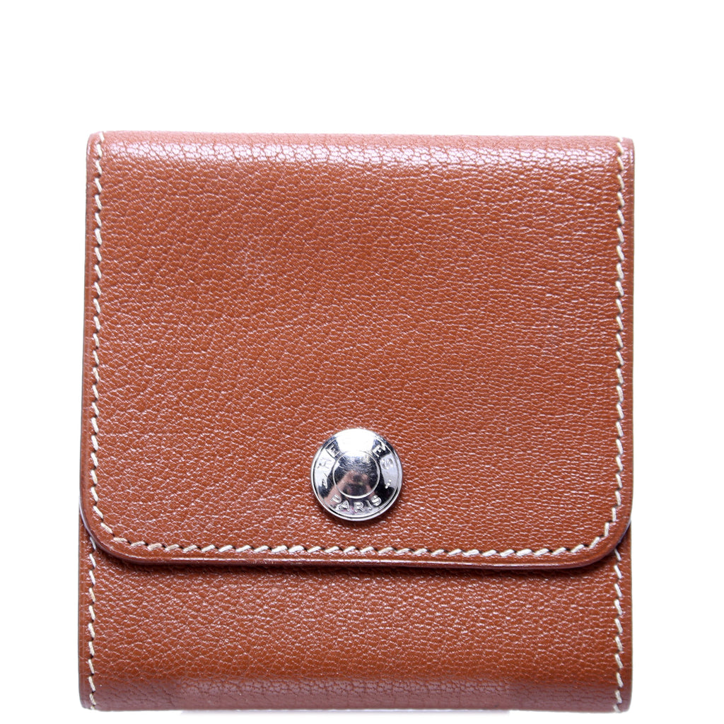 Courchevel Leather Post It Notepad Holder GM Brown