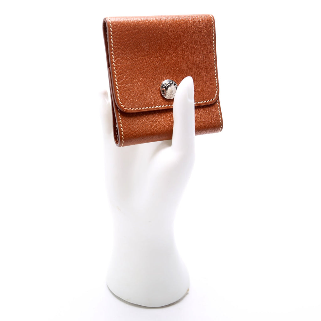 Courchevel Leather Post It Notepad Holder GM Brown