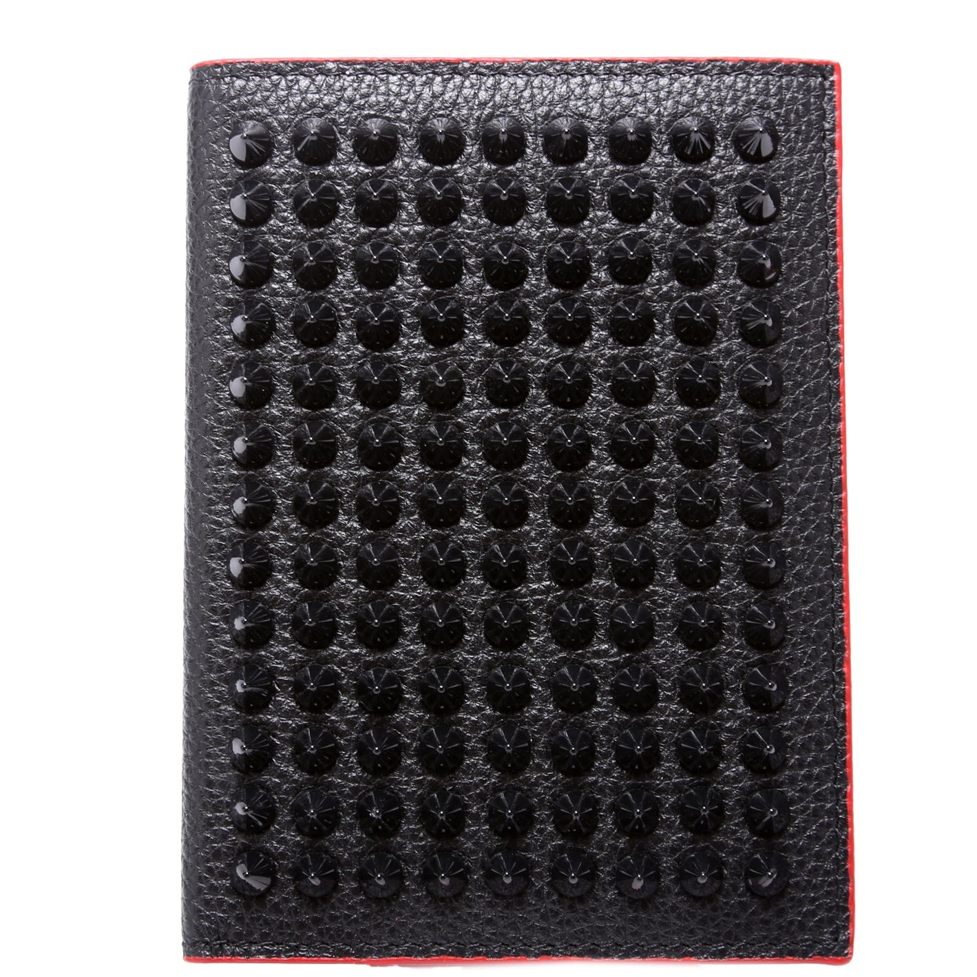 Loubipass Spike Calfskin Passport Holder Black